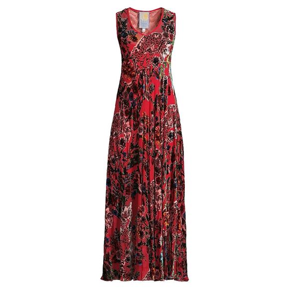 NWT Johnny Was Bias Bobcat Forest Silk Blend Red Floral Maxi Dress - Picture 4 of 11